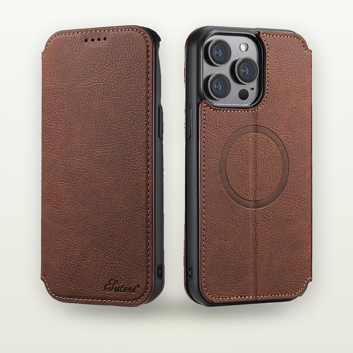 Retro Leather Card Stand MagSafe Case for iPhone 12–16 — GripLux (7)