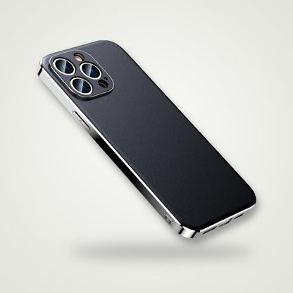 Plated-Edge Nappa Leather Case for iPhone 11–16 — GripLux