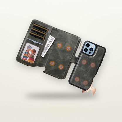Retro Leather Detachable Wallet Case for iPhone 15 & 16 Series — GripLux