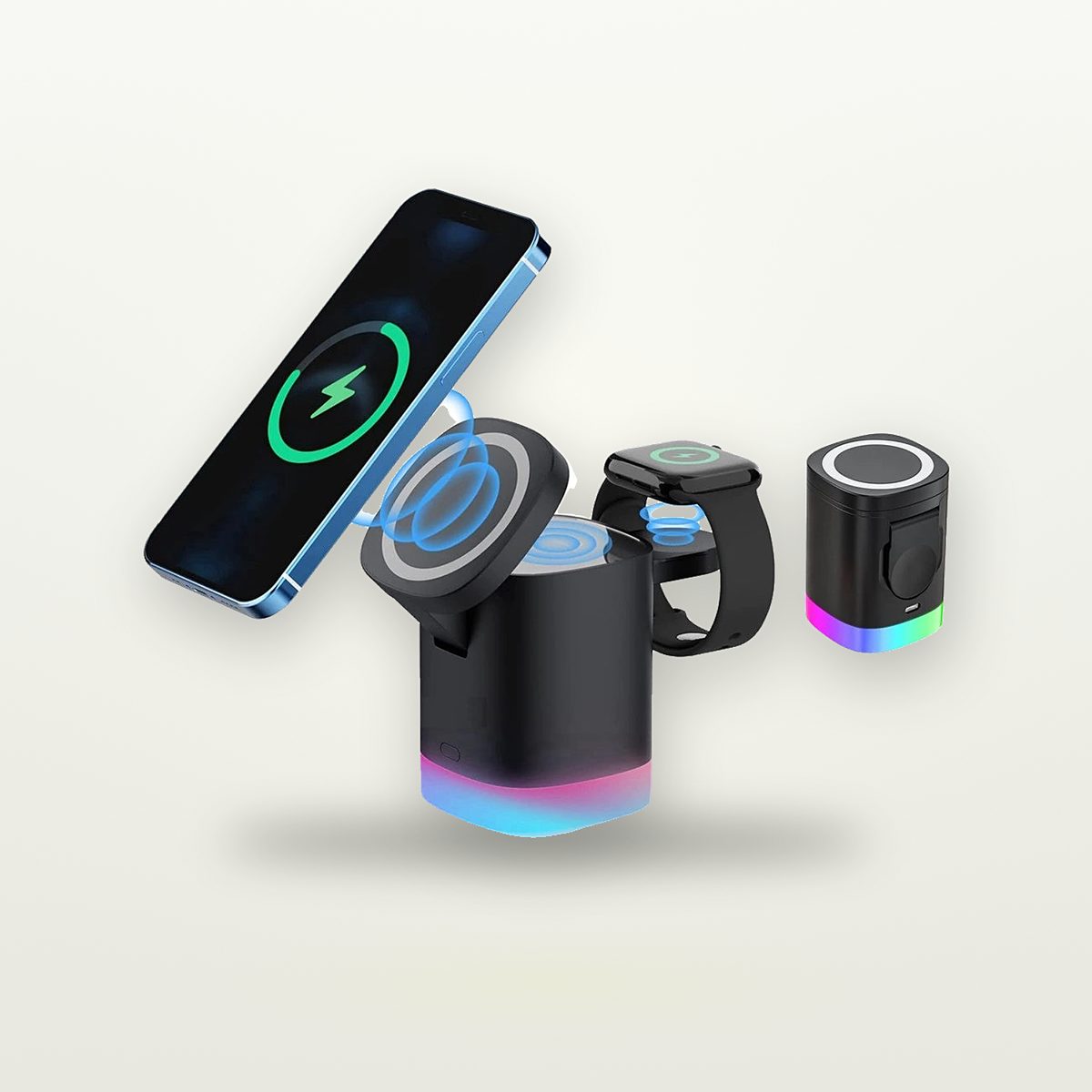 RGB Glow 3-in-1 Magnetic Charging Cube — GripLux