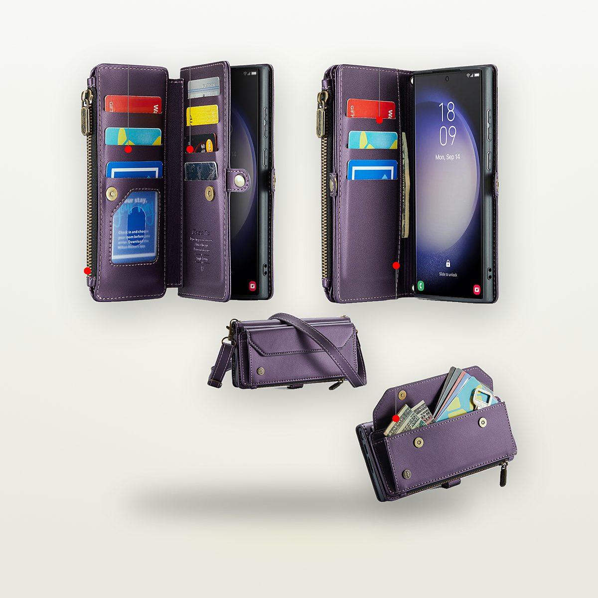 Leather-Look Wallet Stand Magnetic Case for Galaxy S25 Ultra — GripLux (2)