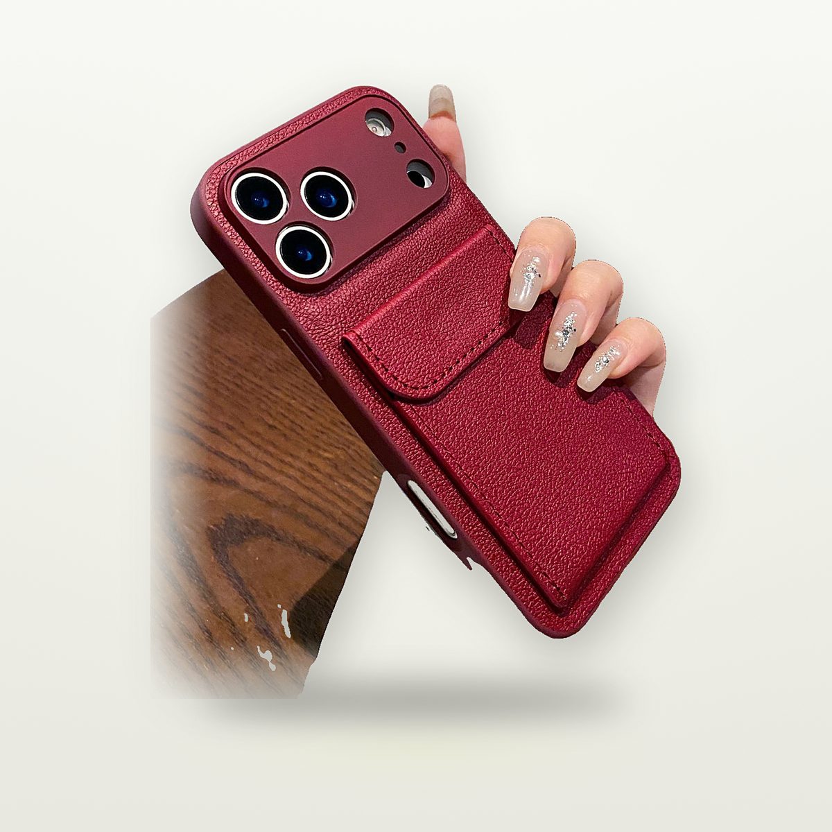 Faux Leather Card Holder Case for iPhone 14–17 — GripLux (2)