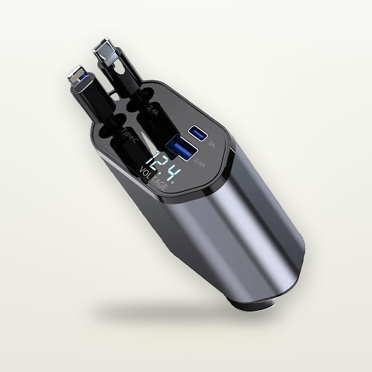 120W Retractable 4-Port Car Charger — GripLux