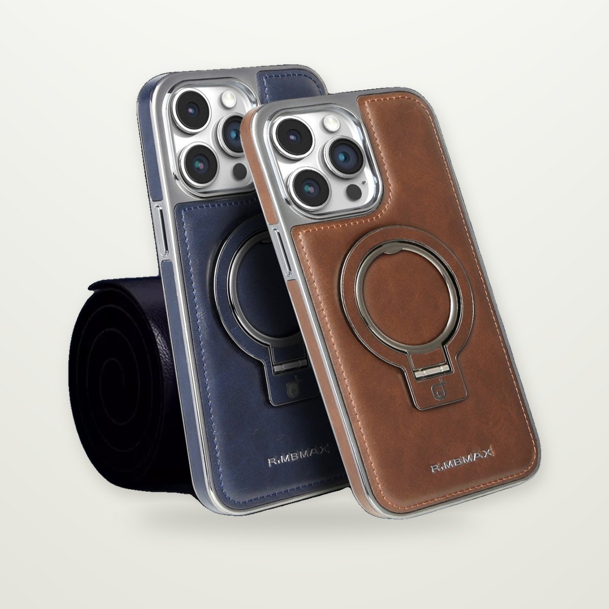 Business Leather-Look Magnetic Kickstand Case for iPhone 14–17