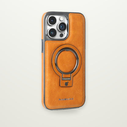 Business Leather-Look Magnetic Kickstand Case for iPhone 14–17