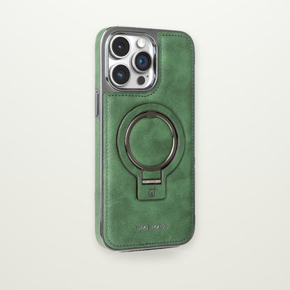 Business Leather-Look Magnetic Kickstand Case for iPhone 14–17
