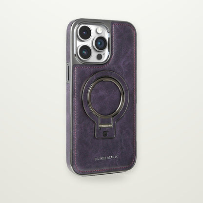 Business Leather-Look Magnetic Kickstand Case for iPhone 14–17