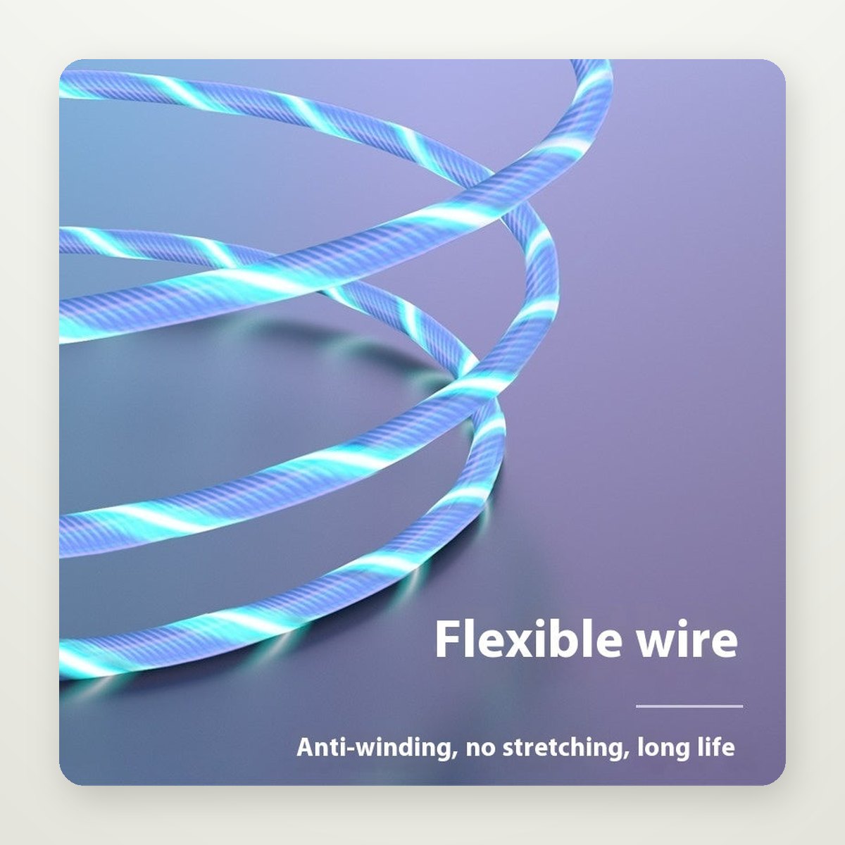 Rope-Style 3-in-1 LED Charging Cable, 1.2 m