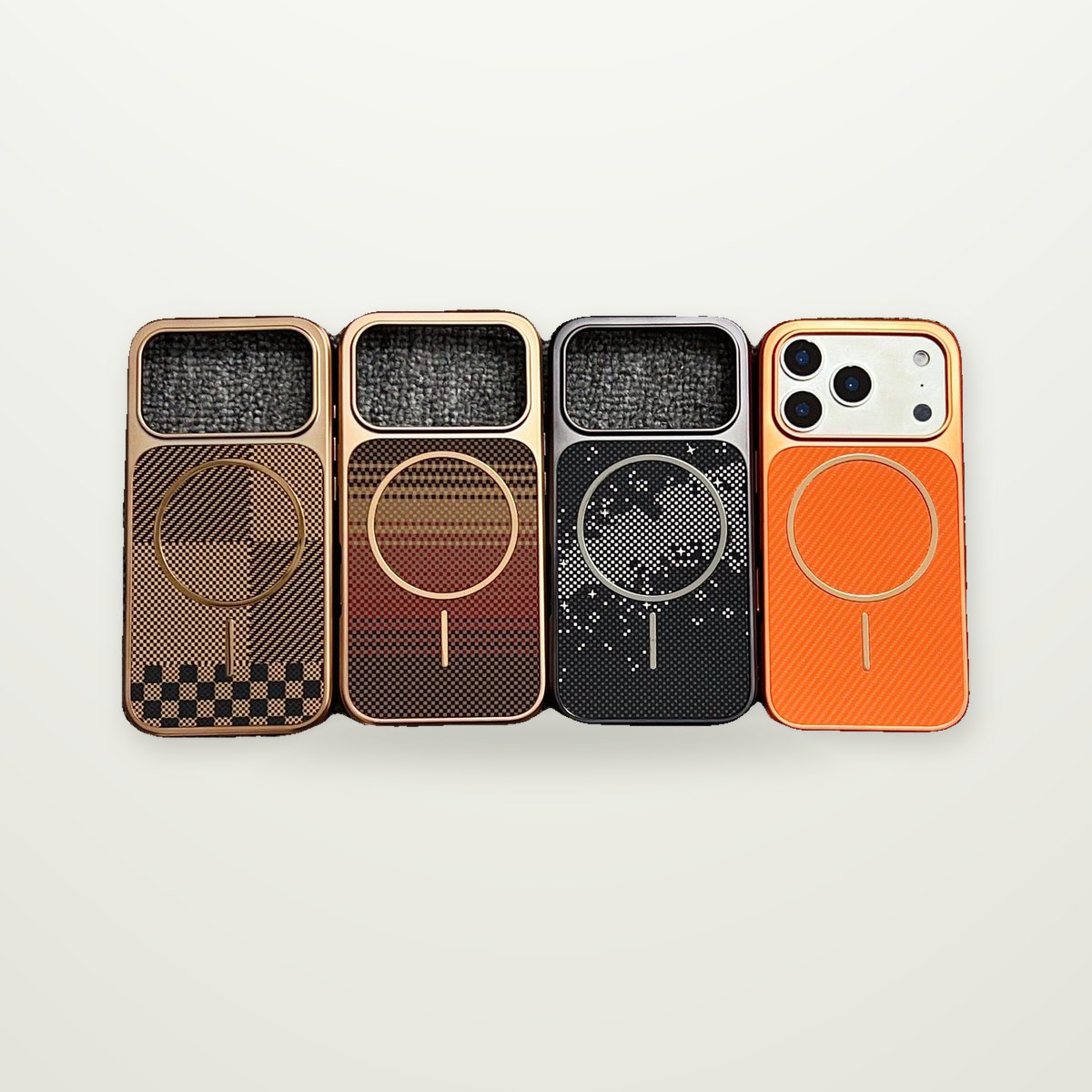 Electroplated Carbon-Pattern MagSafe Case for iPhone 13–17