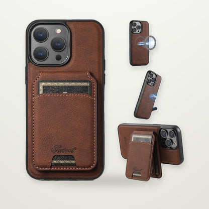 Leather-Look Case with Magnetic Card Wallet for iPhone 16–17