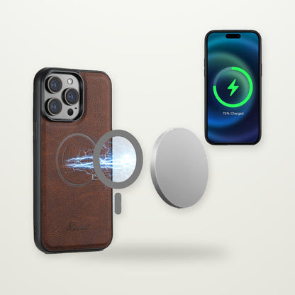 Leather-Look Case with Magnetic Card Wallet for iPhone 16–17