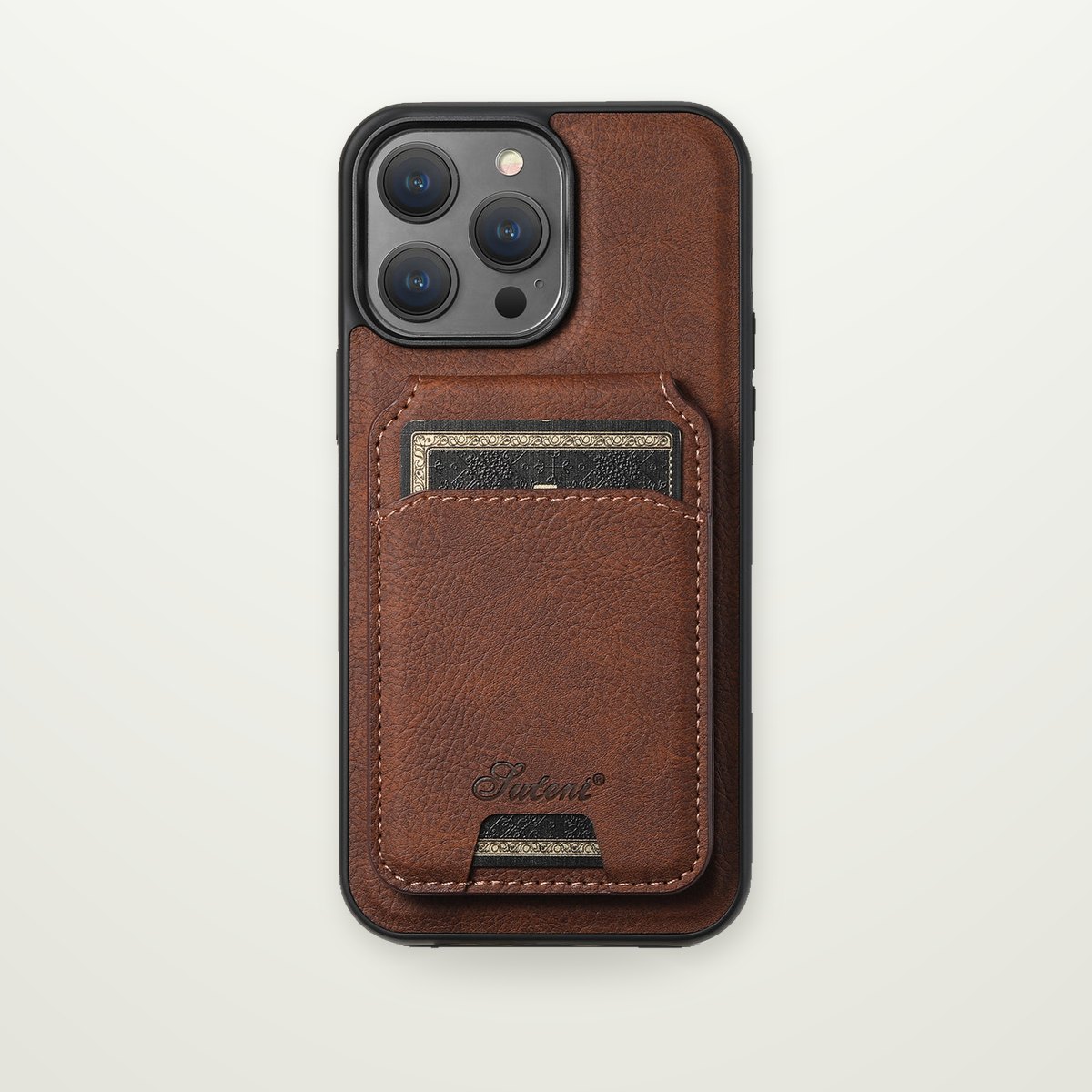 Leather-Look Case with Magnetic Card Wallet for iPhone 16–17