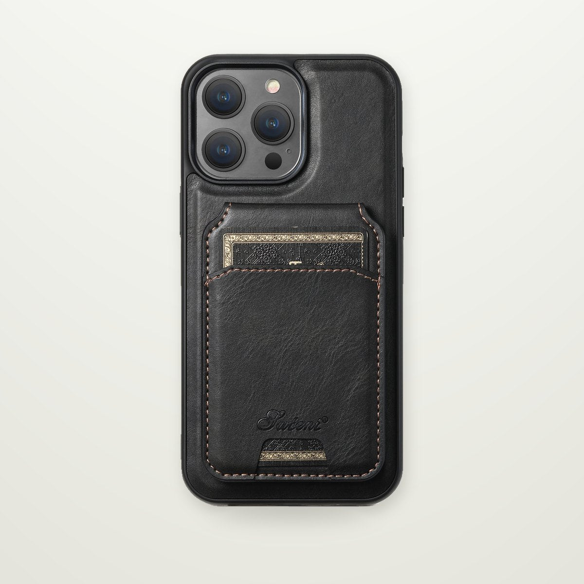 Leather-Look Case with Magnetic Card Wallet for iPhone 16–17
