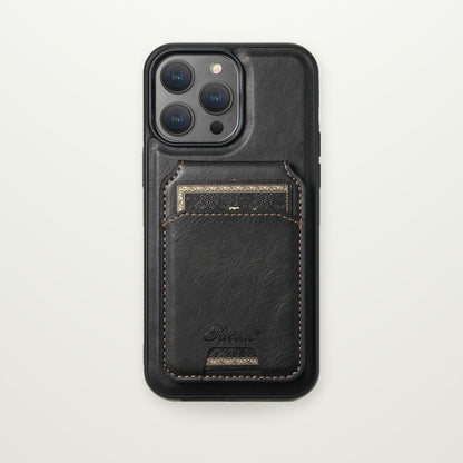 Leather-Look Case with Magnetic Card Wallet for iPhone 16–17