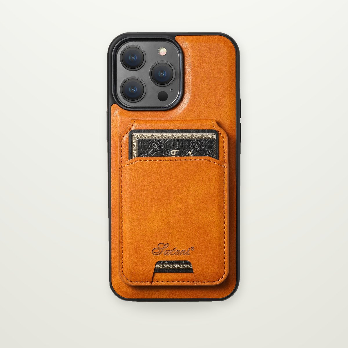 Leather-Look Case with Magnetic Card Wallet for iPhone 16–17