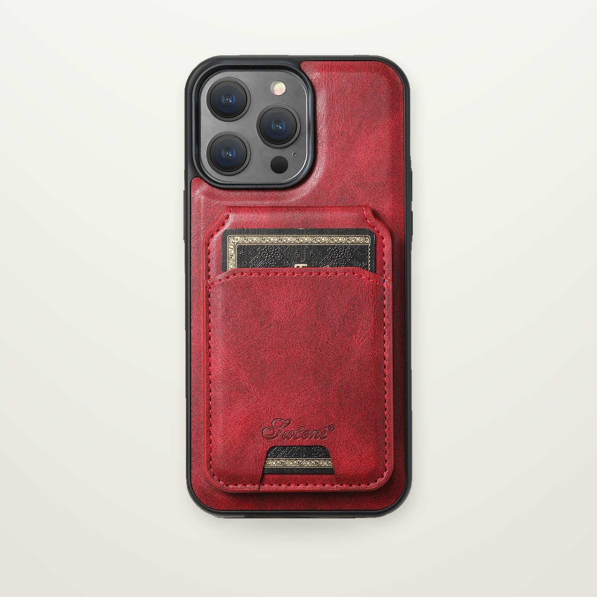 Leather-Look Case with Magnetic Card Wallet for iPhone 16–17