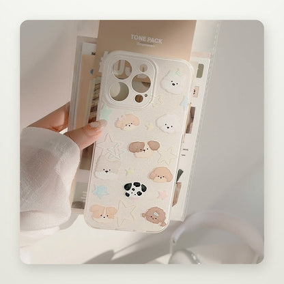 Glitter Puppy Case with Optional Plush Stand for iPhone 11–17