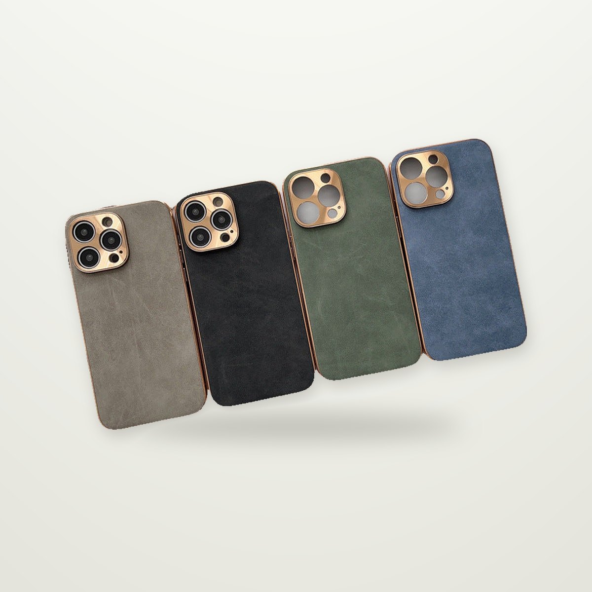 Plated Leather-Texture Case with Metal Lens Frame for iPhone 13–17