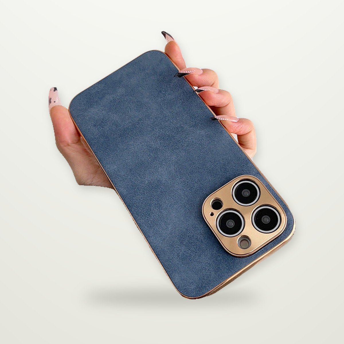 Plated Leather-Texture Case with Metal Lens Frame for iPhone 13–17