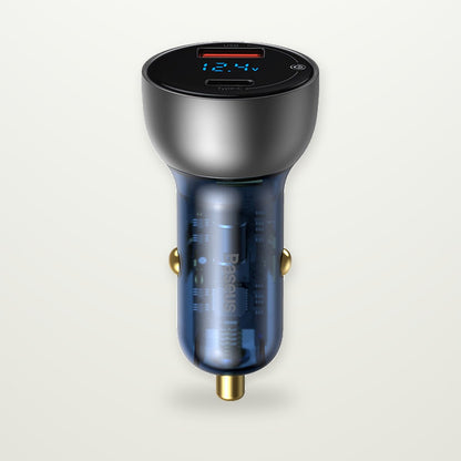 65W Dual-Port Car Charger with Voltage Display