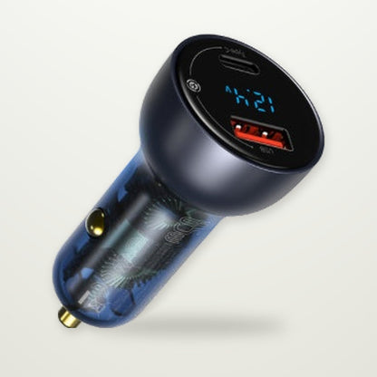 65W Dual-Port Car Charger with Voltage Display