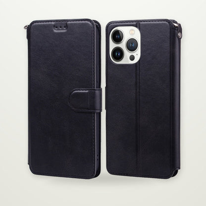 Leather-Look Flip Wallet Case for iPhone 14–17