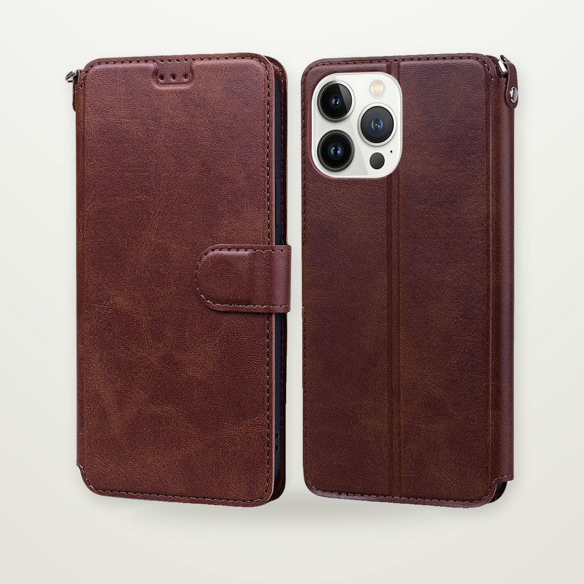 Leather-Look Flip Wallet Case for iPhone 14–17
