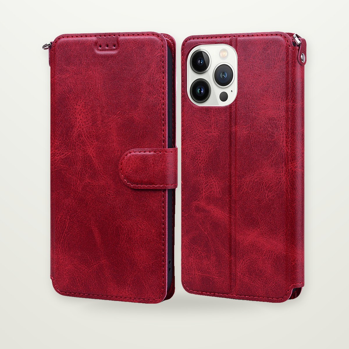 Leather-Look Flip Wallet Case for iPhone 14–17