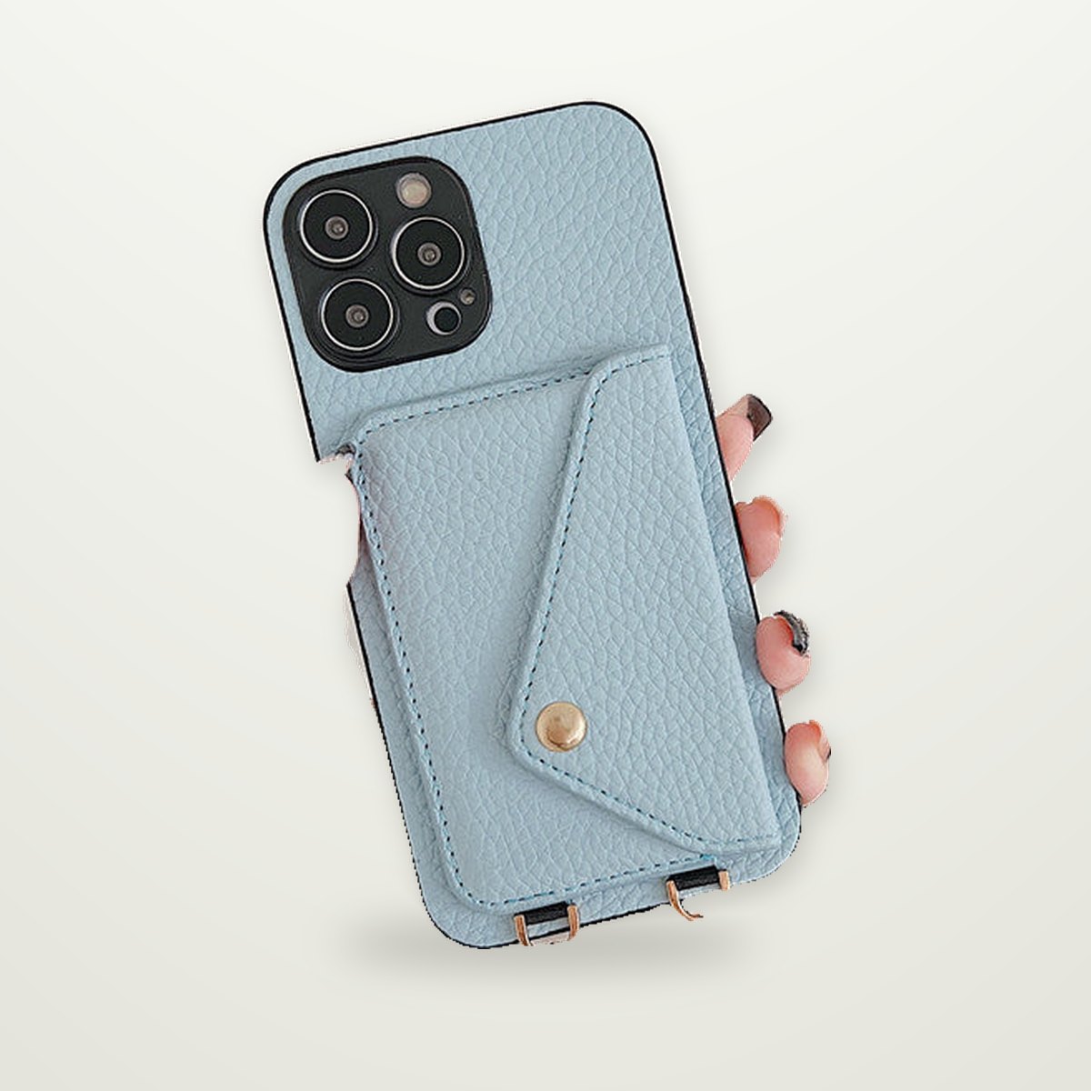 Lychee-Grain Card Case with Lanyard for iPhone 11–16