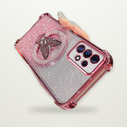 Electroplated Bow Magnetic Stand Case for Galaxy S22–S25