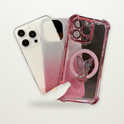 Electroplated Bow Magnetic Stand Case for Galaxy S22–S25