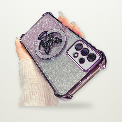 Electroplated Bow Magnetic Stand Case for Galaxy S22–S25