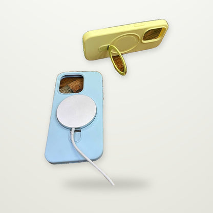 Liquid Silicone Magnetic Case with Ring Stand for iPhone 13–17