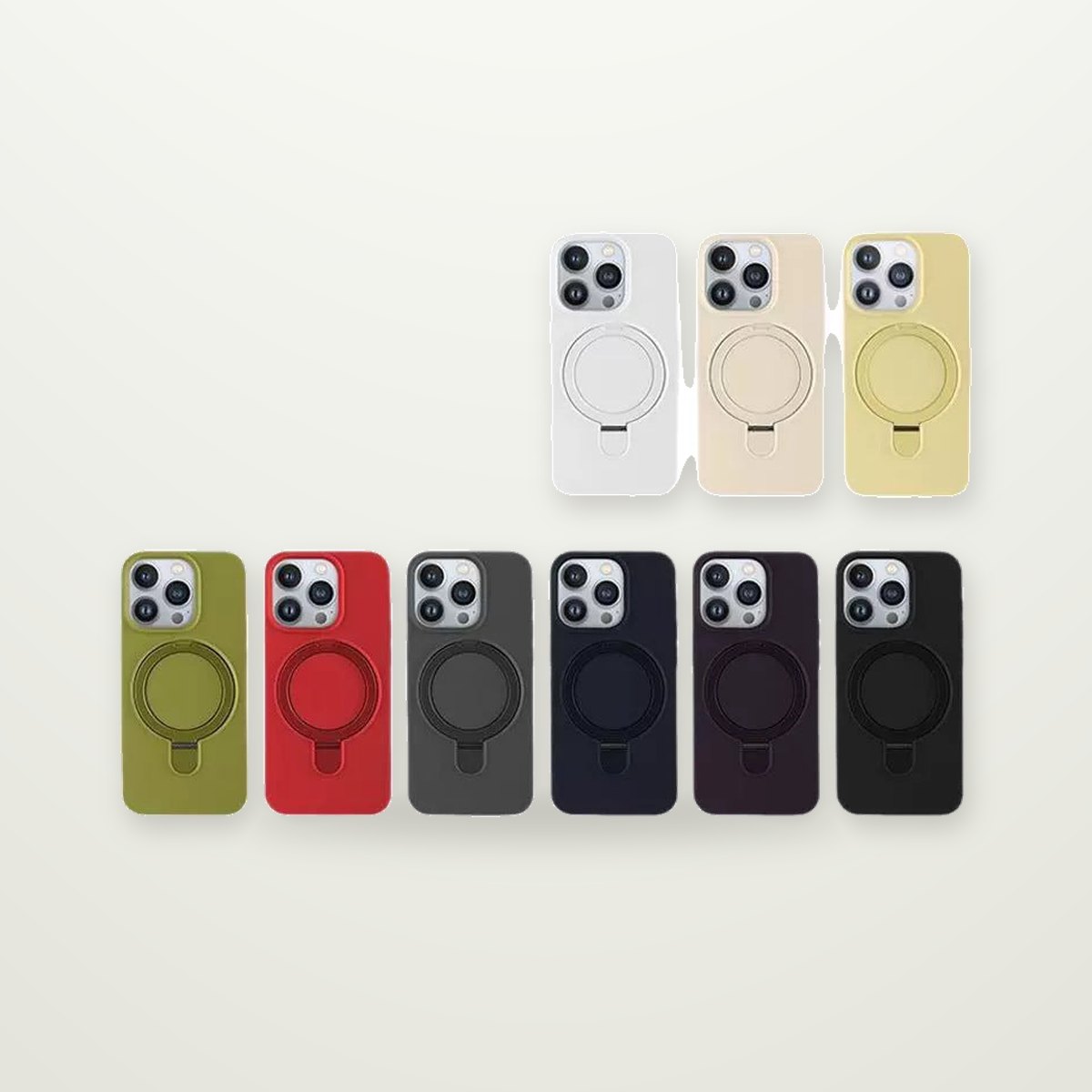 Liquid Silicone Magnetic Case with Ring Stand for iPhone 13–17