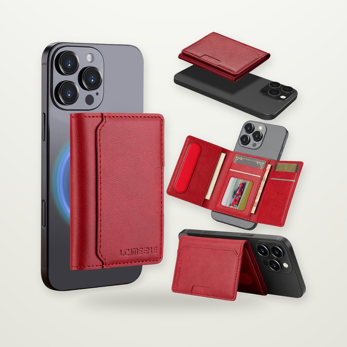 Anti-Skimming Magnetic Card Wallet Case for iPhone 16–17