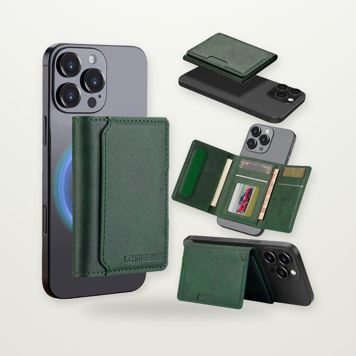 Anti-Skimming Magnetic Card Wallet Case for iPhone 16–17