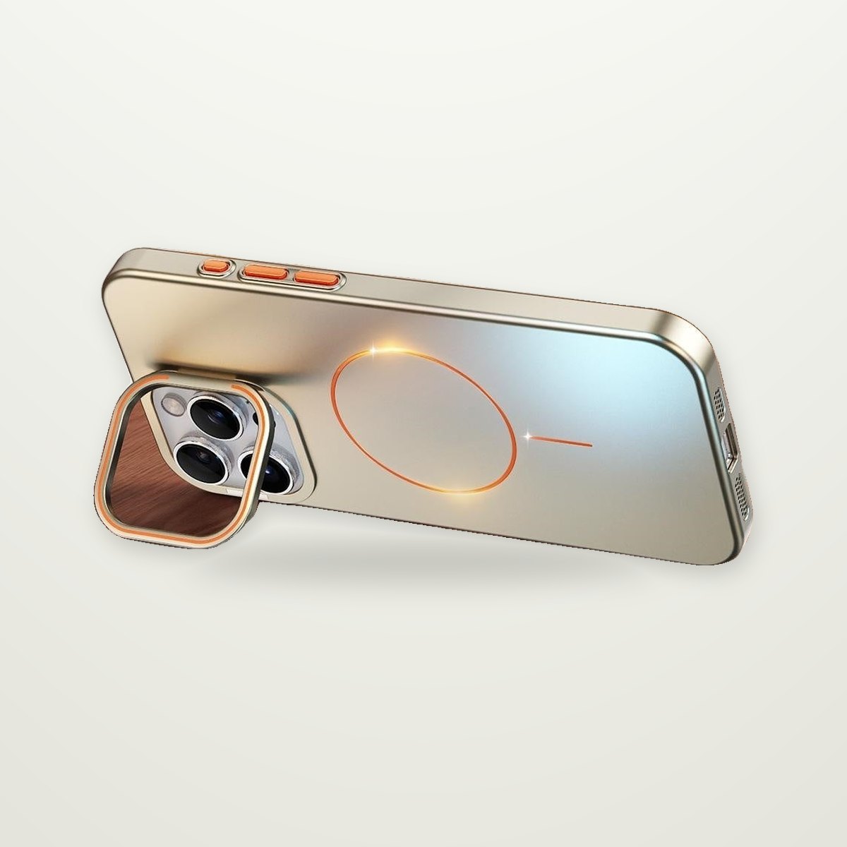 Gold-Ring Magnetic Stand Case for iPhone 13–17