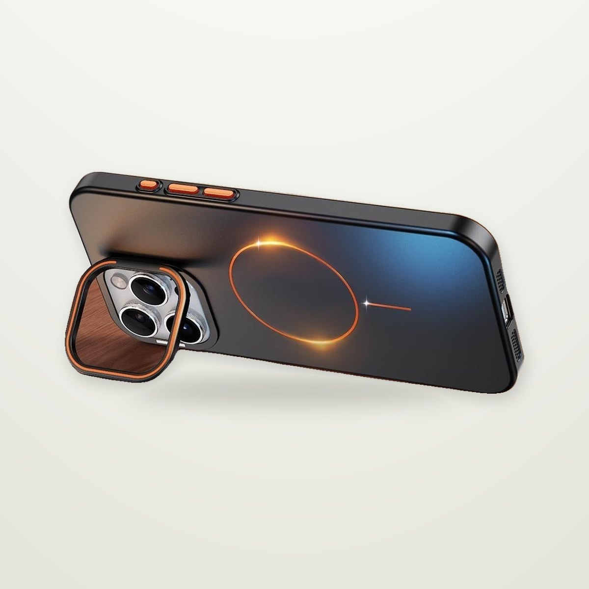 Gold-Ring Magnetic Stand Case for iPhone 13–17