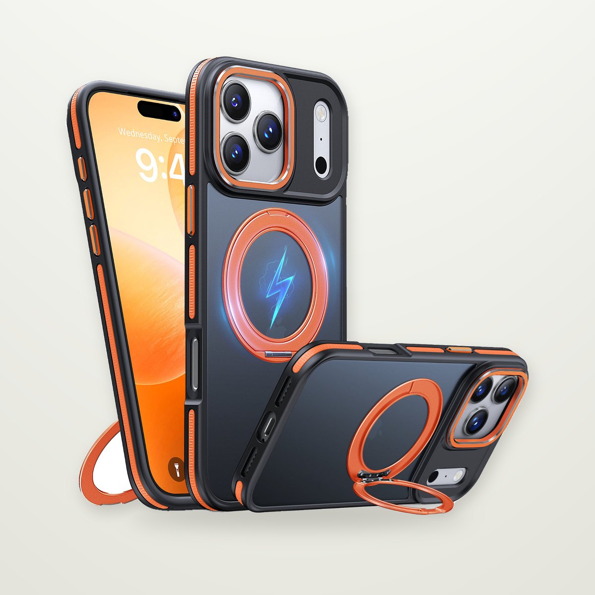 Geometric Magnetic Kickstand Case for iPhone 16–17