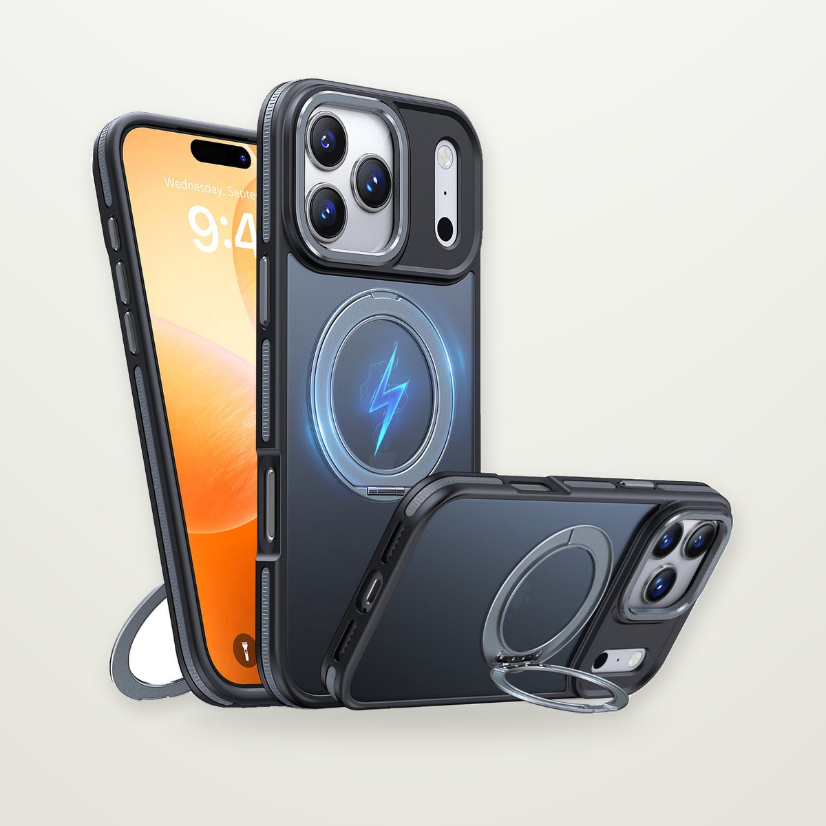 Geometric Magnetic Kickstand Case for iPhone 16–17