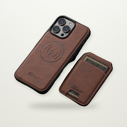 Litchi-Grain Leather-Look MagSafe Stand Case for iPhone 12–17
