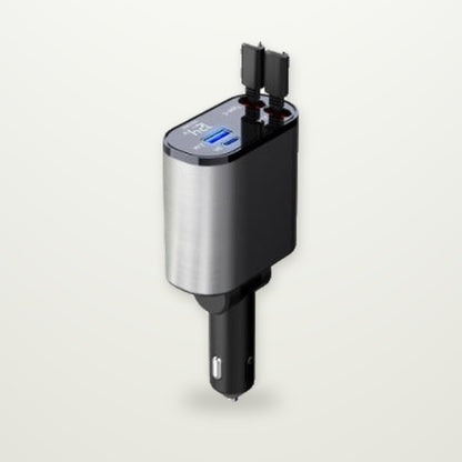 Retractable 100W Car Charger with Built-In Cables