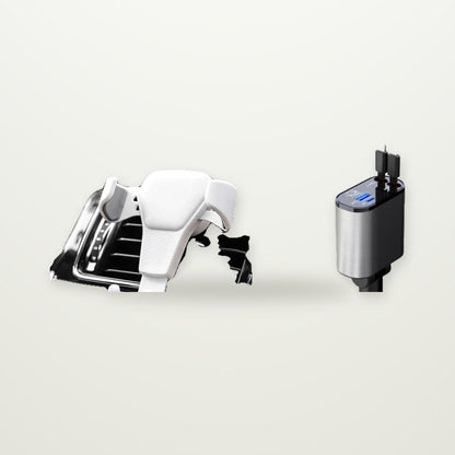 Retractable 100W Car Charger with Built-In Cables
