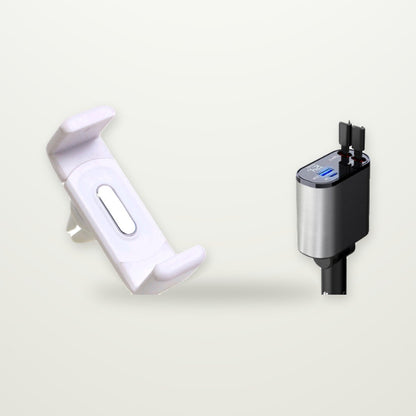 Retractable 100W Car Charger with Built-In Cables