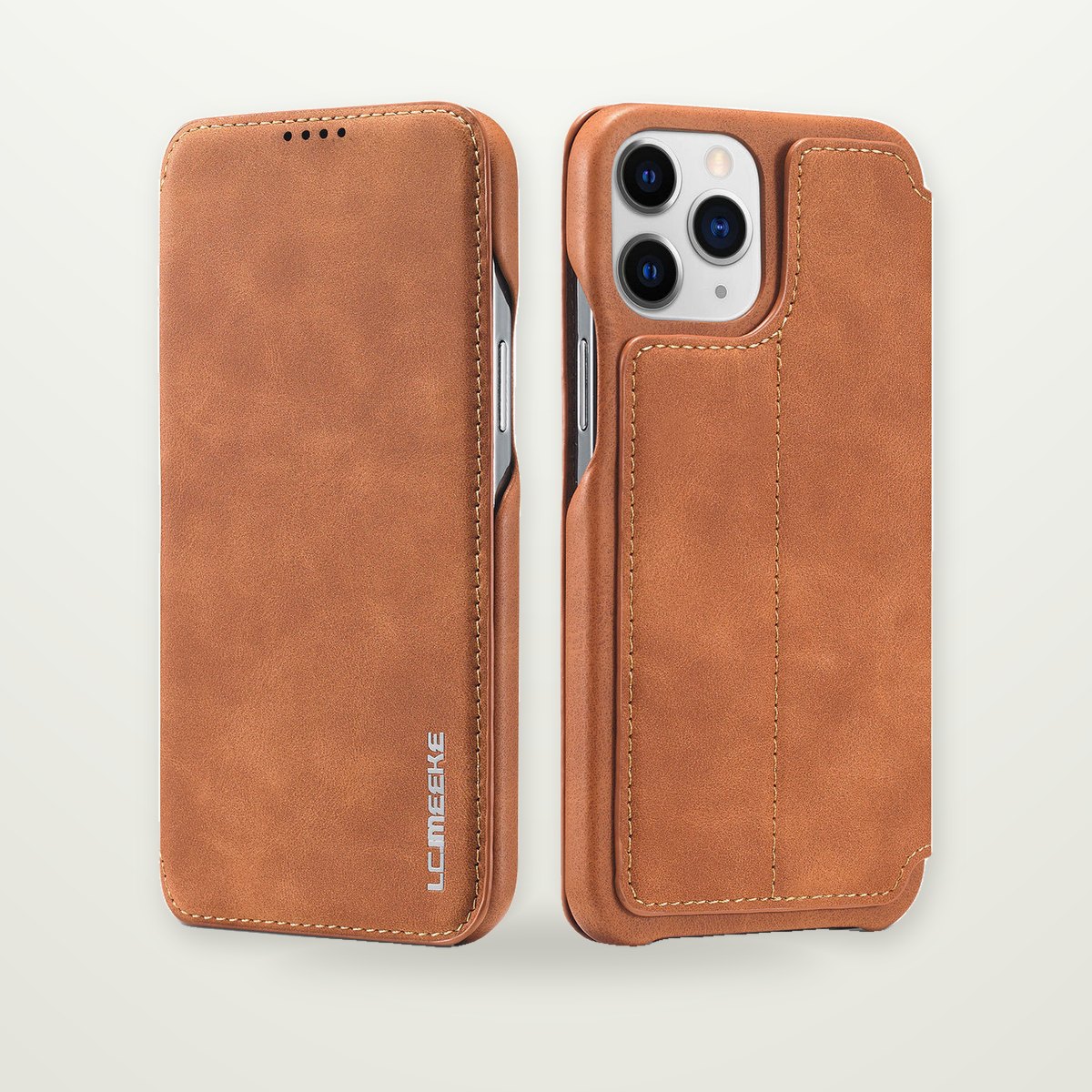 Minimalist Leather-Look Flip Case for iPhone 13–17