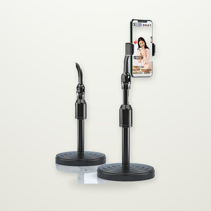 Height-Adjustable Desk Phone Stand with Optional Fill Light