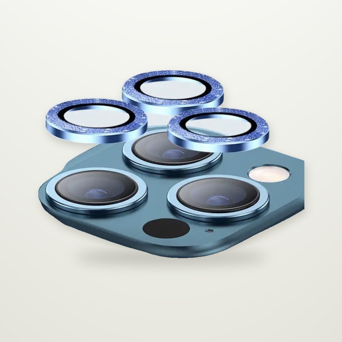 Glitter Metal-Ring Camera Lens Protectors for iPhone 13–15