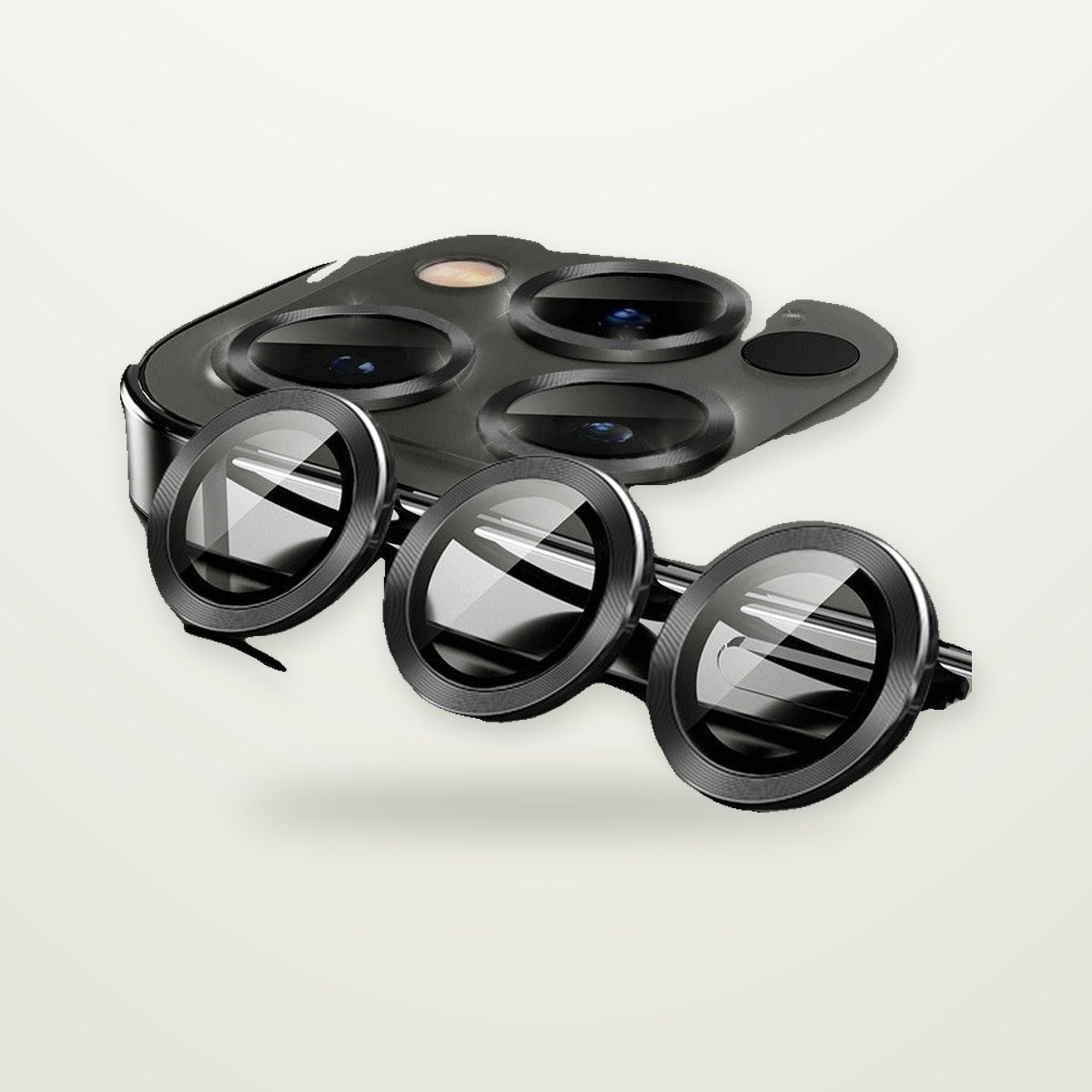 Glitter Metal-Ring Camera Lens Protectors for iPhone 13–15