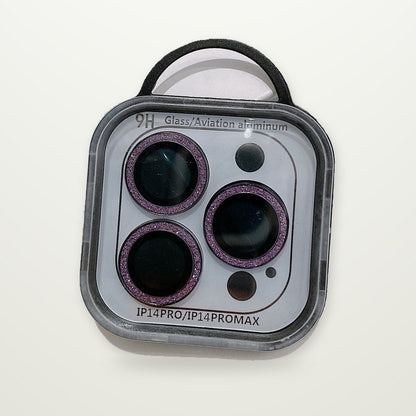 Glitter Metal-Ring Camera Lens Protectors for iPhone 13–15