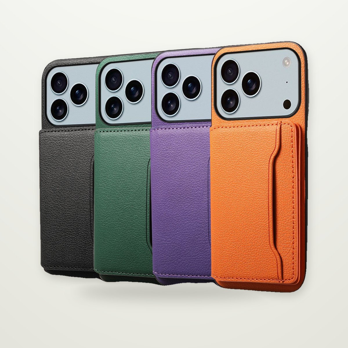 Leather-Look Card Slot Stand Case for iPhone 11–17